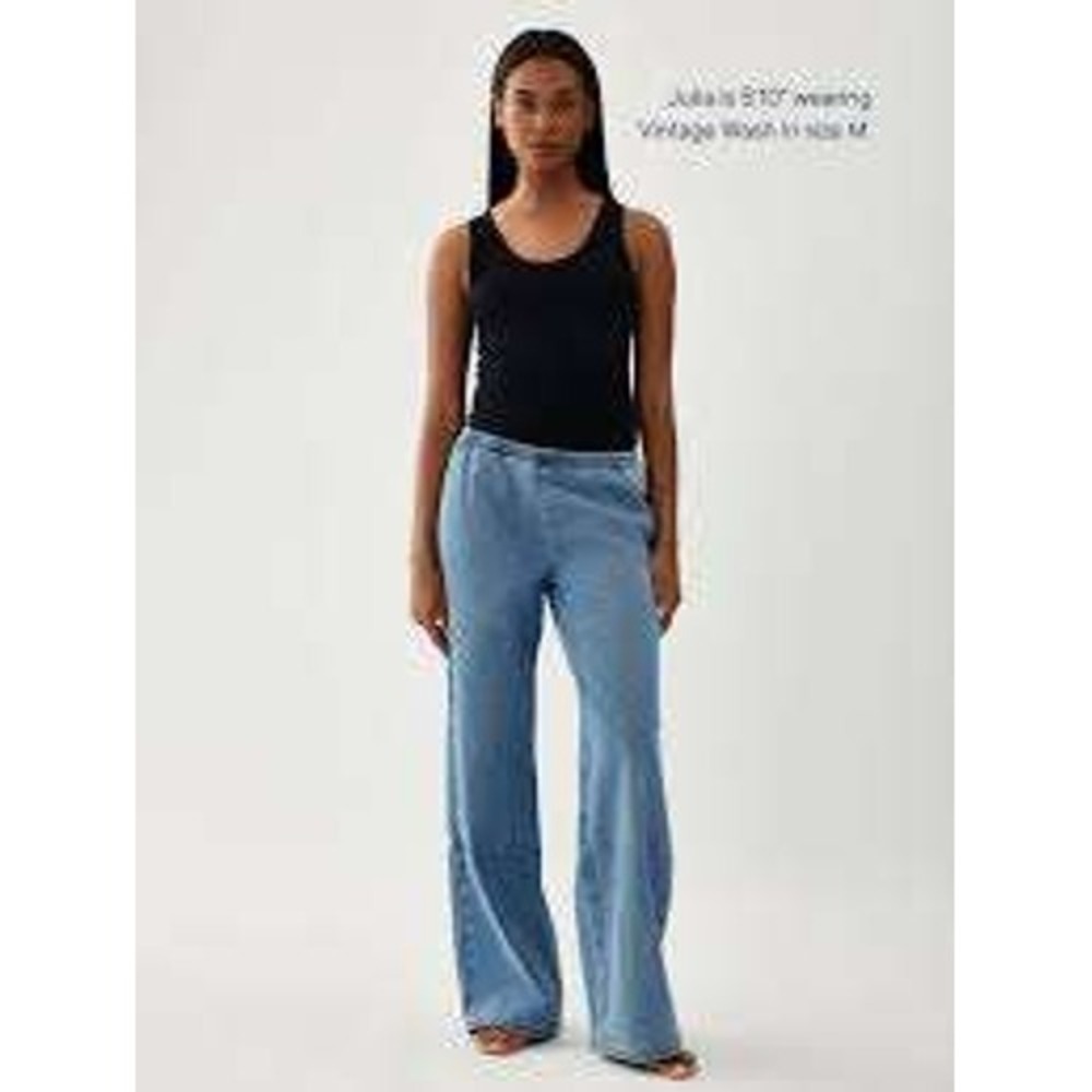 PARKE Elastic Waist Wide Leg Pull On Jeans 100% Cotton NEW Size XL